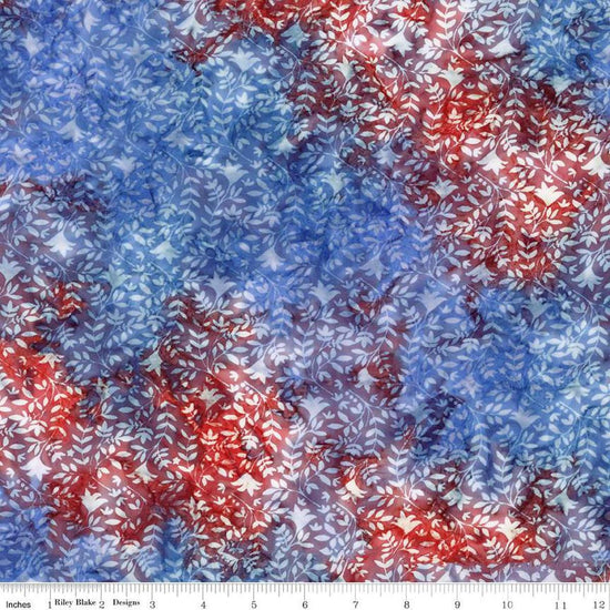 Image of the Expressions Batiks Let Freedom Reign Fireworks quilting cotton fabric by Riley Blake Designs. Features patriotic fabrics. 
Cute Little Fabric Shop