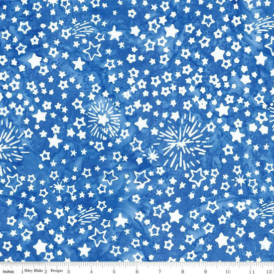 Image of the Expressions Batiks Let Freedom Reign Ocean Blue quilting cotton fabric by Riley Blake Designs. Features patriotic fabrics. 
Cute Little Fabric Shop