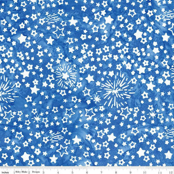 Image of the Expressions Batiks Let Freedom Reign Ocean Blue quilting cotton fabric by Riley Blake Designs. Features patriotic fabrics. 
Cute Little Fabric Shop