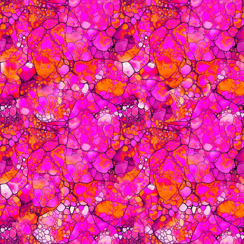 Image of the Night Flight Mosaic Pink quilting cotton fabric by Morris Creative Group for QT Fabrics. Features swirls on a pink background. Cute Little Fabric Shop