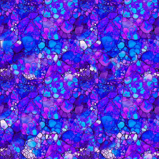 Image of the Night Flight Mosaic Violet quilting cotton fabric by Morris Creative Group for QT Fabrics. Features swirls on a purple background. Cute Little Fabric Shop