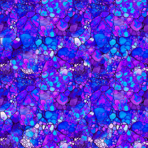 Image of the Night Flight Mosaic Violet quilting cotton fabric by Morris Creative Group for QT Fabrics. Features swirls on a purple background. Cute Little Fabric Shop