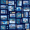 Image of the Patriot Navy Patch Navy quilting cotton fabric by QT Fabrics. Features icons on a navy background. Cute Little Fabric Shop