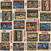 Image of the Patriot Marines Patch Tan quilting cotton fabric by QT Fabrics. Features icons on a tan background. Cute Little Fabric Shop