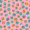 Image of the Spring Bling Mushroom Medallions Pink quilting cotton fabric. Features mushrooms on a pink background. Cute Little Fabric Shop