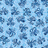 Image of the Ocean Blues Octopus Blue quilting cotton fabric by Morris Creative Group for Riley Blake Designs. Features octopi on a blue background. Cute Little Fabric Shop