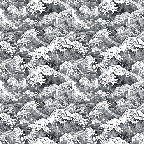 Image of the Ocean Blues Ocean Waves Charcoal quilting cotton fabric by Morris Creative Group for Riley Blake Designs. Features waves on a gray background. Cute Little Fabric Shop
