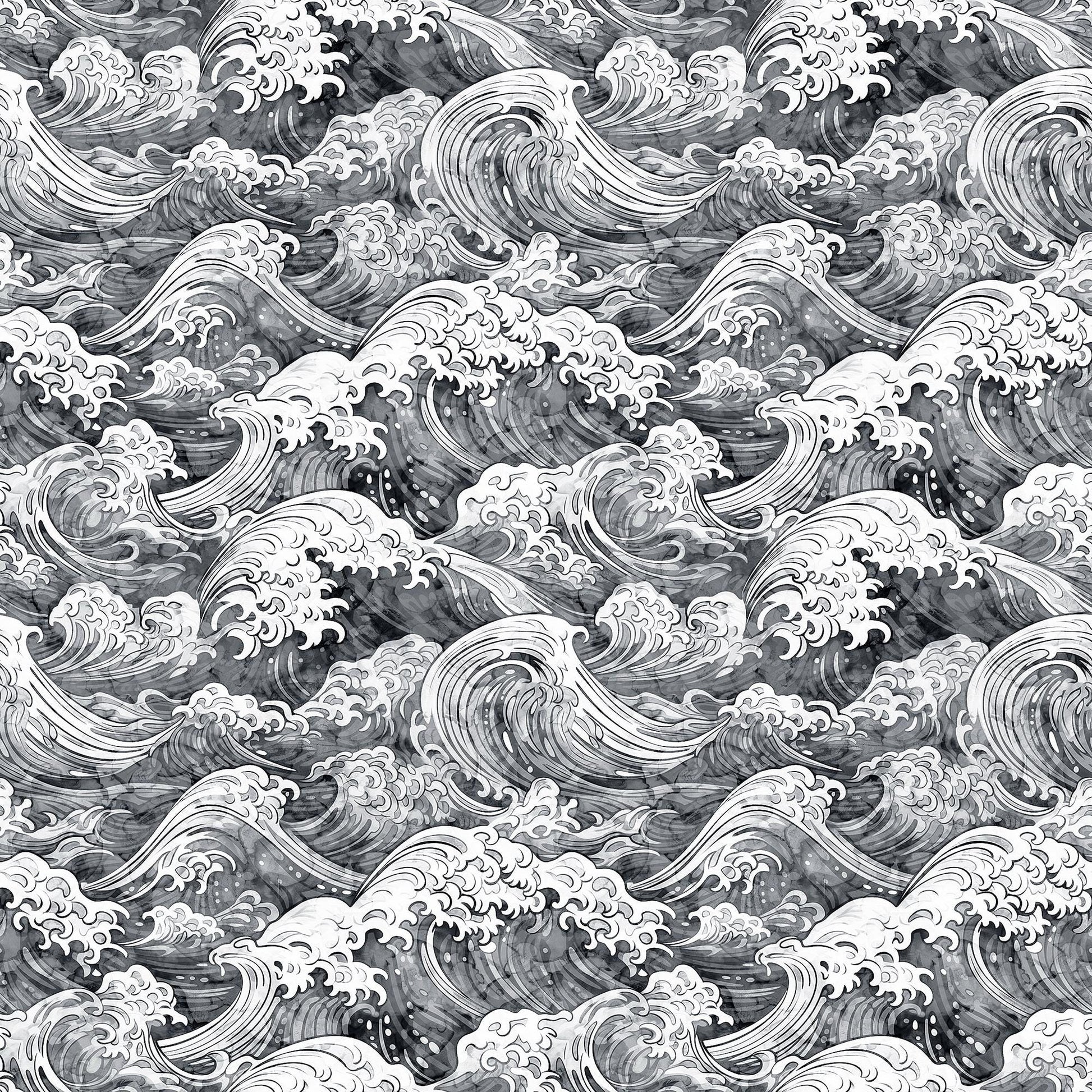 Image of the Ocean Blues Ocean Waves Charcoal quilting cotton fabric by Morris Creative Group for Riley Blake Designs. Features waves on a gray background. Cute Little Fabric Shop