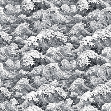 Image of the Ocean Blues Ocean Waves Charcoal quilting cotton fabric by Morris Creative Group for Riley Blake Designs. Features waves on a gray background. Cute Little Fabric Shop