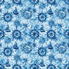Image of the Ocean Blues Ship Wheels Blue quilting cotton fabric by Morris Creative Group for Riley Blake Designs. Features wheels on a blue background. Cute Little Fabric Shop