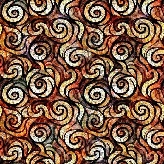 Image of the Wild Woods Swirl Brown quilting cotton fabric by Morris Creative Group for QT Fabrics. Features swirl on a brown background. Cute Little Fabric Shop
