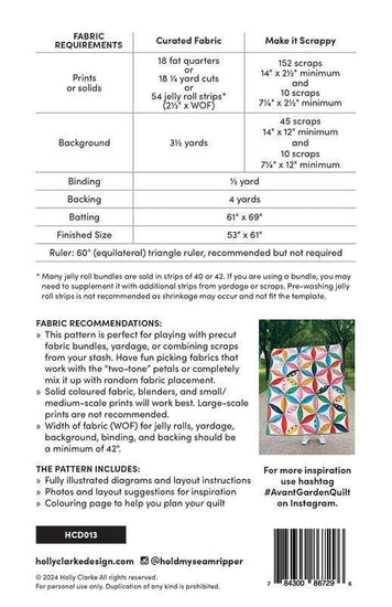 Image of the Avant Garden quilt pattern by Holly Clarke Designs for Moda Fabrics. Features the fabric requirements.
Cute Little Fabric Shop