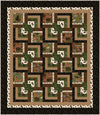 Image of the Cabin in the Pines quilt pattern by Pine Tree Country Quilts for Riley Blake Designs. Features a striped brown quilt. Cute Little Fabric Shop