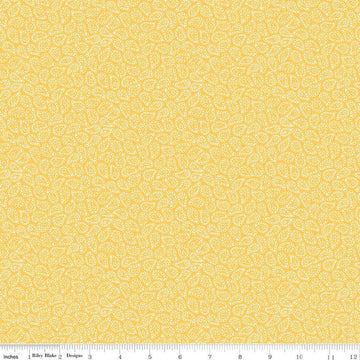 Image of the Vibrance Paisley Sherbet quilting cotton fabric by Leslie Ryan for Riley Blake Designs. Features flowers on a yellow background. Cute Little Fabric Shop