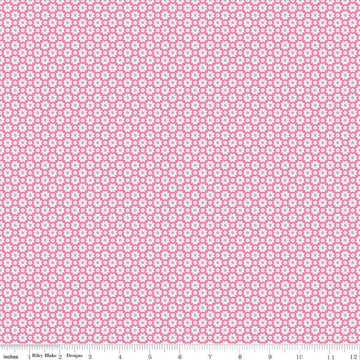 Image of the Vibrance Flowers Pink quilting cotton fabric by Leslie Ryan for Riley Blake Designs. Features flowers on a pink background. Cute Little Fabric Shop