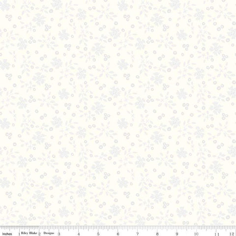 Image of the Vibrance Abloom Cloud quilting cotton fabric by Leslie Ryan for Riley Blake Designs. Features flowers on a white background. Cute Little Fabric Shop