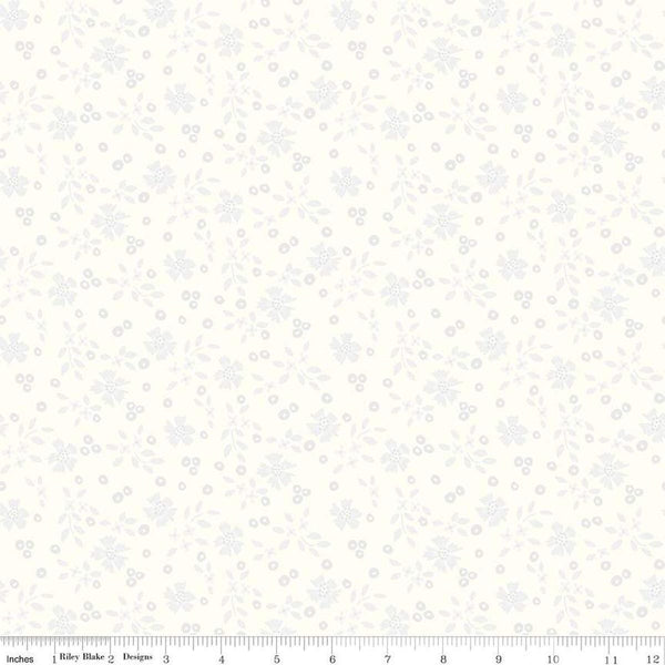 Image of the Vibrance Abloom Cloud quilting cotton fabric by Leslie Ryan for Riley Blake Designs. Features flowers on a white background. Cute Little Fabric Shop