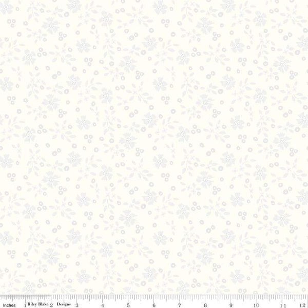 Image of the Vibrance Abloom Cloud quilting cotton fabric by Leslie Ryan for Riley Blake Designs. Features flowers on a white background. Cute Little Fabric Shop