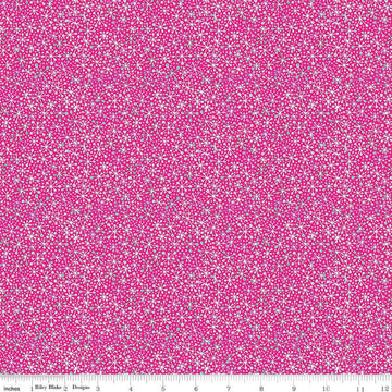 Image of the Vibrance Jacks Super Pink quilting cotton fabric by Leslie Ryan for Riley Blake Designs. Features jacks on a pink background. Cute Little Fabric Shop