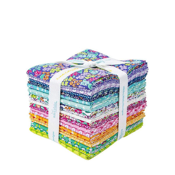 Image of the Vibrance Fat Quarter Bundle by Leslie Ryan for Riley Blake Designs. Features bright colored fabrics. Cute Little Fabric Shop