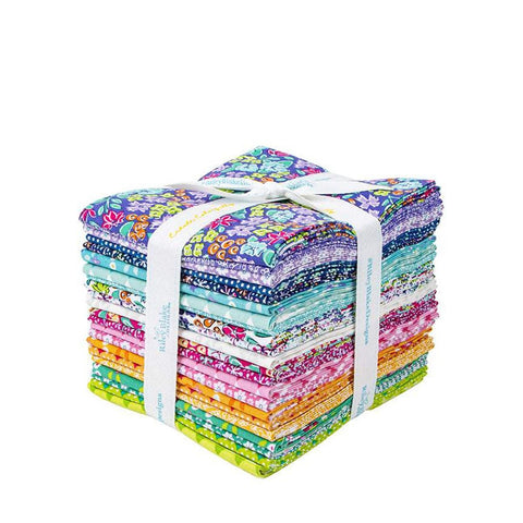 Image of the Vibrance Fat Quarter Bundle by Leslie Ryan for Riley Blake Designs. Features bright colored fabrics. Cute Little Fabric Shop