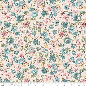 3-Yard cut- SALE Piece & Plenty Floral WIDEBACK WB15894 Latte - Riley Blake - Lori Holt - 108" - Quilting Cotton Fabric