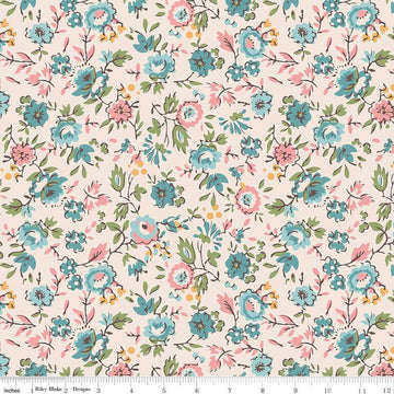 3-Yard cut - Piece & Plenty Floral WIDEBACK WB15894 Latte - Riley Blake - Lori Holt - 108" - Quilting Cotton Fabric