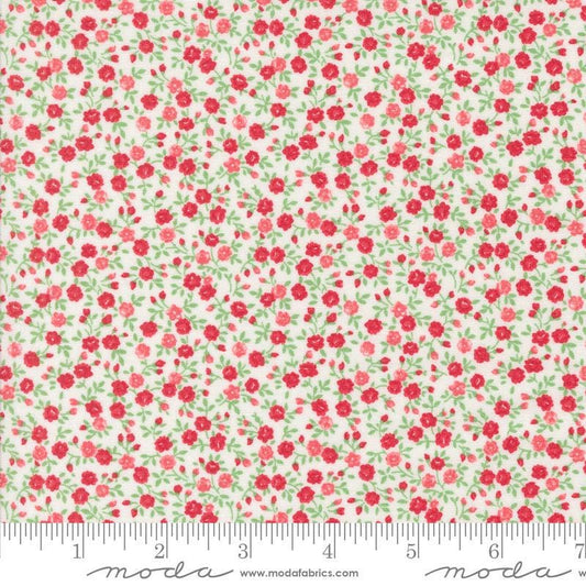 Image of the Summertime Bloom Cream quilting cotton fabric by Moda Fabrics. Features flowers on a cream background. Cute Little Fabric Shop