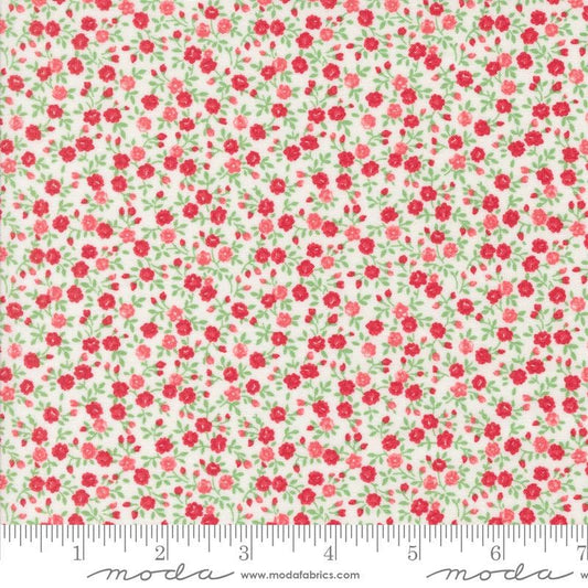 Image of the Summertime Bloom Cream quilting cotton fabric by Moda Fabrics. Features flowers on a cream background. Cute Little Fabric Shop