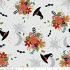 Little Witch Main C14560 Smoke - Riley Blake Designs - Flowers Witch Hats Bats Spiderwebs Moons - Quilting Cotton Fabric