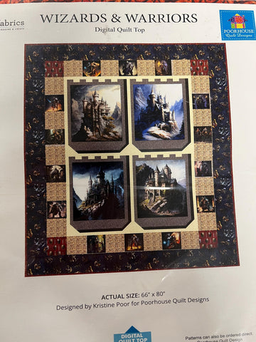 SALE The Great Houses Digital QUILT Top by Kristine Poor - Wizard & Warriors - QT Fabrics - Digital Quilt Top - Quilting Cotton