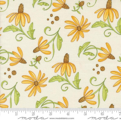 Superbloom Daisyish Cream quilting cotton fabrics by Robin Pickens for Moda Fabrics. Features flowers on a cream background. Cute Little Fabric Shop