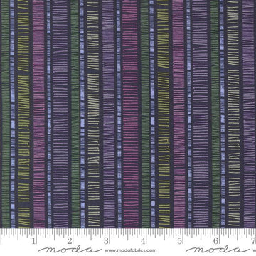Superbloom Scribble Indigo quilting cotton fabrics by Robin Pickens for Moda Fabrics. Features stripes on a blue background. Cute Little Fabric Shop
