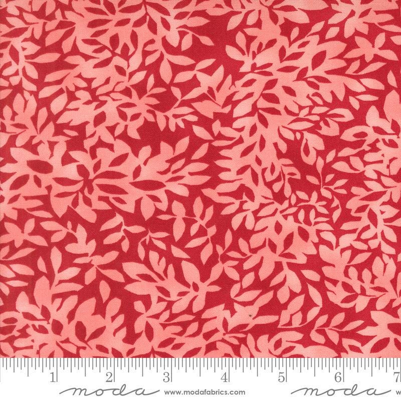 Superbloom Leafy Geranium quilting cotton fabrics by Robin Pickens for Moda Fabrics. Features flowers on an orange background. Cute Little Fabric Shop