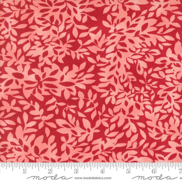 Superbloom Leafy Geranium quilting cotton fabrics by Robin Pickens for Moda Fabrics. Features flowers on an orange background. Cute Little Fabric Shop