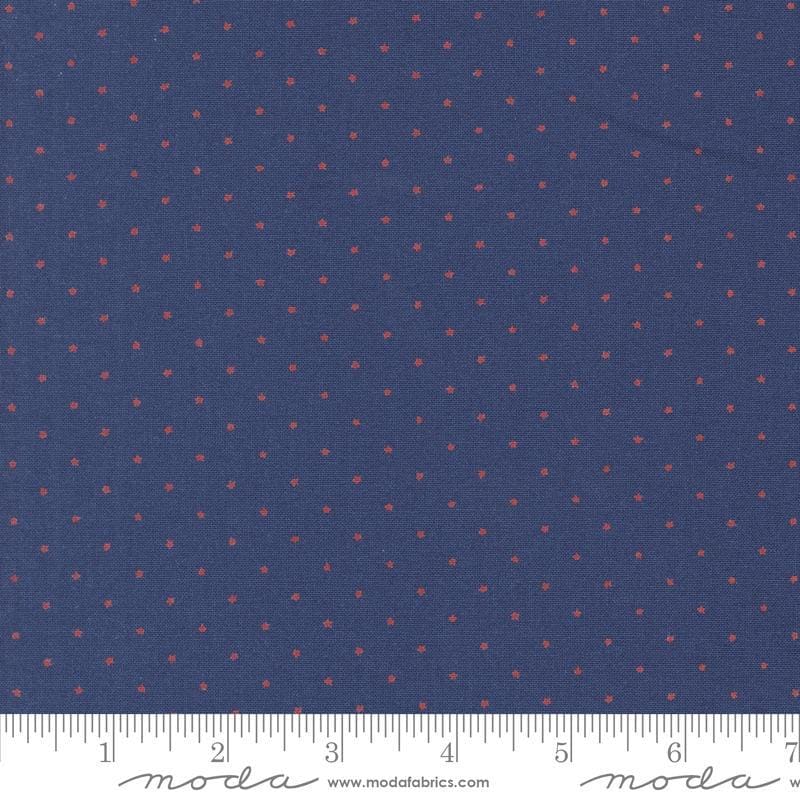 Image of the Star Spangled Twinkle Twilight Rocket quilting cotton fabric by Moda Fabrics. Features stars on a blue background. Cute Little Fabric Shop
