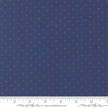 Image of the Star Spangled Twinkle Twilight Rocket quilting cotton fabric by Moda Fabrics. Features stars on a blue background. Cute Little Fabric Shop