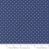 Image of the Star Spangled Twinkle Twilight quilting cotton fabric by Moda Fabrics. Features stars on a blue background. Cute Little Fabric Shop