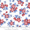 Image of the Star Spangled Flowers Patriotic quilting cotton fabric by Moda Fabrics. Features flowers on a white background. Cute Little Fabric Shop