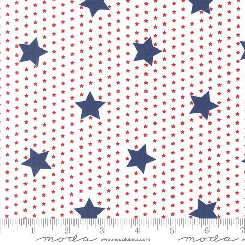 Image of the Star Spangled Stars Patriotic quilting cotton fabric by Moda Fabrics. Features stars on a cream background. Cute Little Fabric Shop