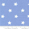 Image of the Star Spangled Stars Shining Sea quilting cotton fabric by Moda Fabrics. Features stars on a blue background. Cute Little Fabric Shop