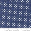 Image of the Star Spangled Folk Twilight quilting cotton fabric by Moda Fabrics. Features flowers on a blue background. Cute Little Fabric Shop
