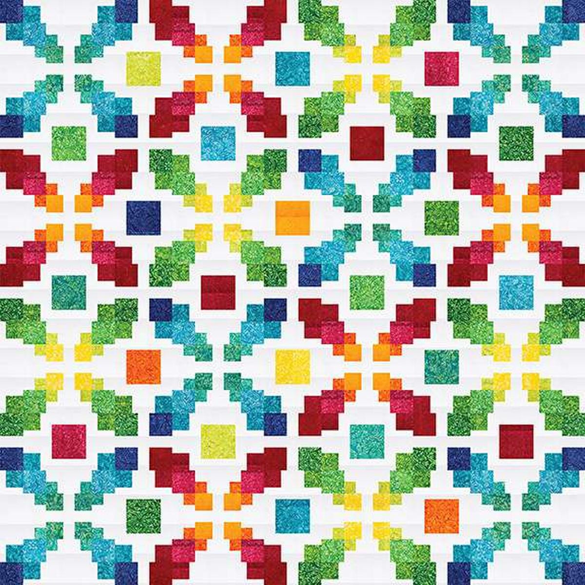 Image of the Blooming Boldly Designs Metaphor Quilt Pattern by Riley Blake Designs. Features a batik quilt pattern. 
Cute Little Fabric Shop