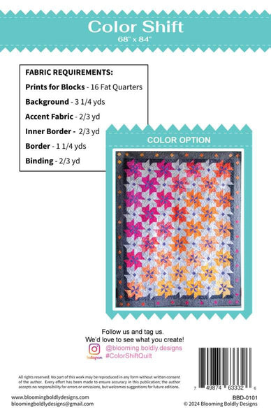 Image of the Color Shift Designs Metaphor Quilt Pattern by Riley Blake Designs. Features the fabric requirements
Cute Little Fabric Shop