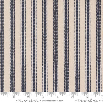 Image of the Farm And Garden Canvas Indigo by Cathe Holden for Moda Fabrics. Features blue stripes on canvas. 
Cute Little Fabric Shop