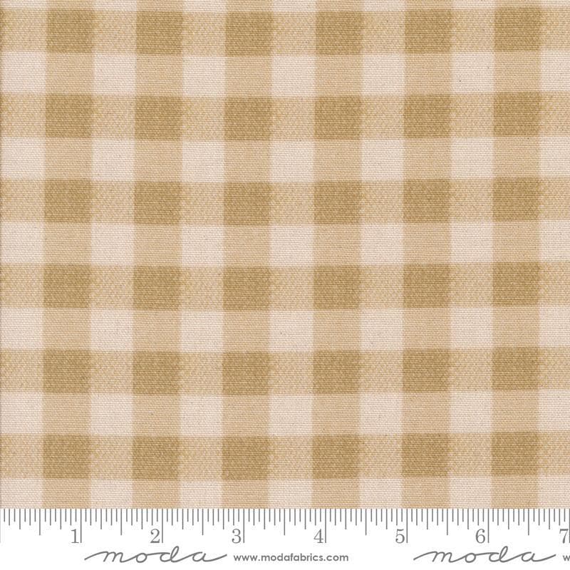 Image of the Farm And Garden Canvas PRINTED Gingham Toast by Cathe Holden for Moda Fabrics. Features tan gingham on canvas. 
Cute Little Fabric Shop