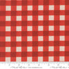 Image of the Farm And Garden Canvas PRINTED Gingham Tomato by Cathe Holden for Moda Fabrics. Features red gingham on canvas. 
Cute Little Fabric Shop