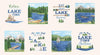 Image of the On Lake Time Cloud White Panel quilting cotton fabric by Deb Strain for Moda Fabrics. Features a lake and words. 
Cute Little Fabric Shop