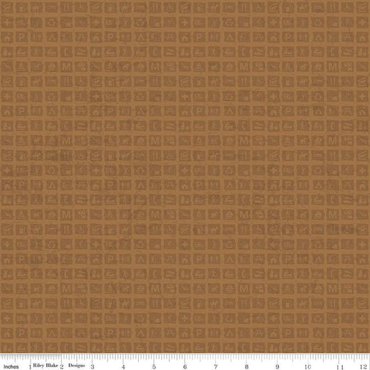 SALE National Parks Signs C13294 Cinnamon - Riley Blake Designs - Outdoors Tone-on-Tone Signs Icons - Quilting Cotton Fabric