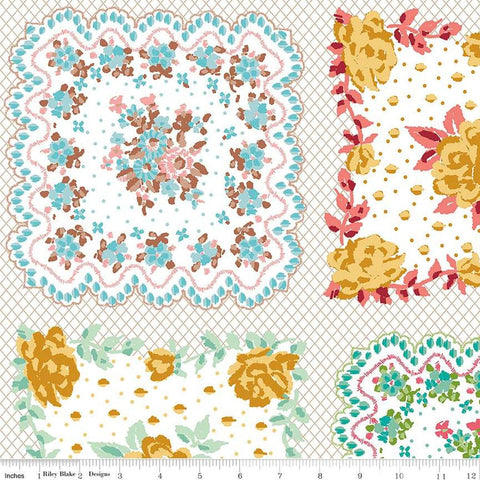 Image of the Granny Chic Handkerchief Multi wide back quilting cotton fabric by Lori Holt for Riley Blake Designs. Features a patchwork pattern on fabric. 
Cute Little Fabric Shop